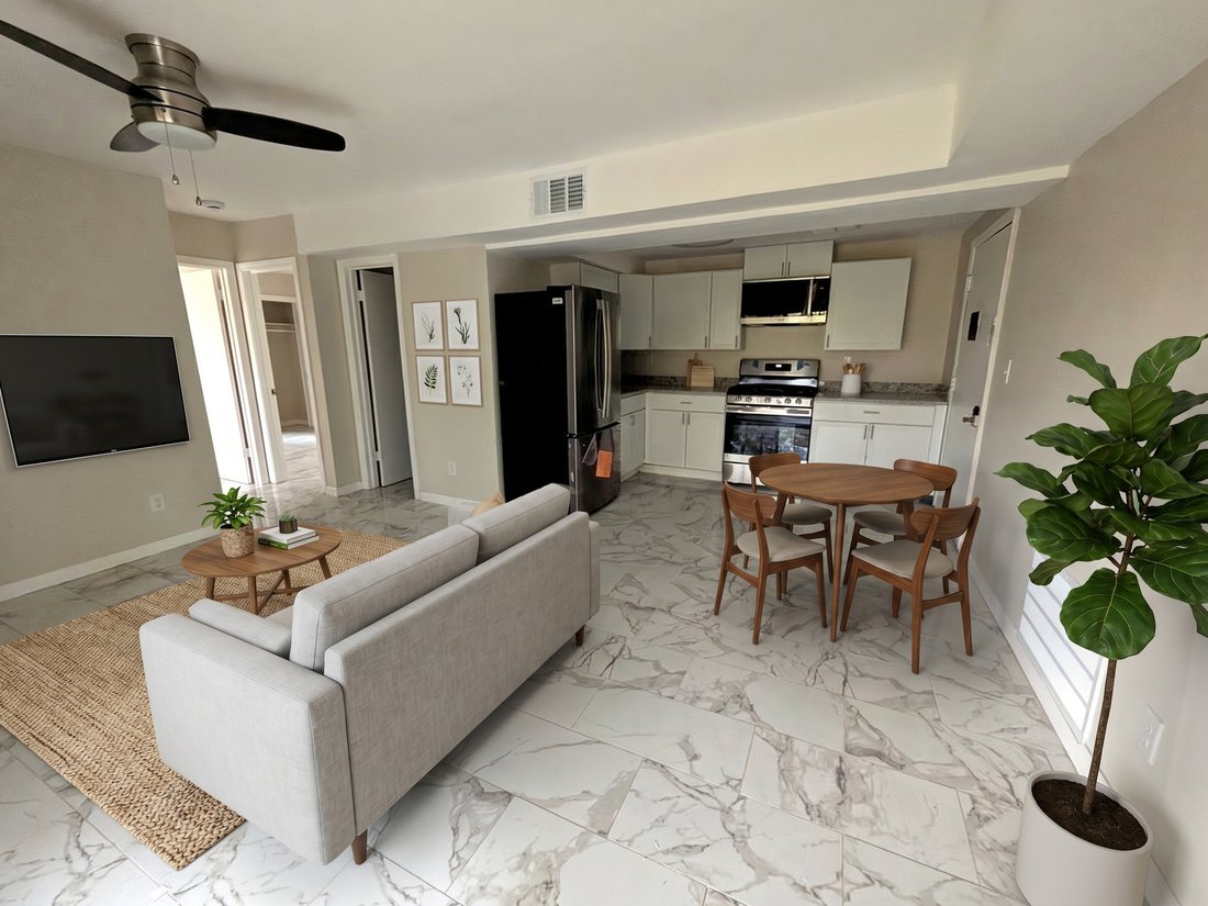 Open kitchen and living space at Totoket Meadows